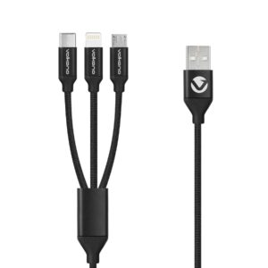 Weave Series Fabric Trenzado 3 in 1 (Type-C / Lightning / Micro) Cable 1m - Negro