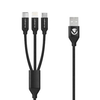 Weave Series Fabric Trenzado 3 in 1 (Type-C / Lightning / Micro) Cable 1m - Negro