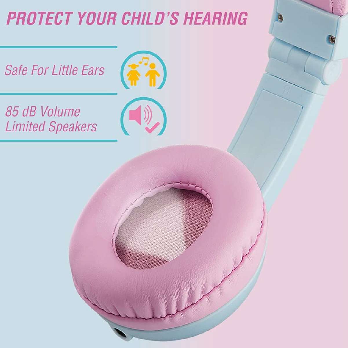 Sidekick Series Auriculares con cable para niños con puerto compartido. Rosa y Celeste - Imagen 14