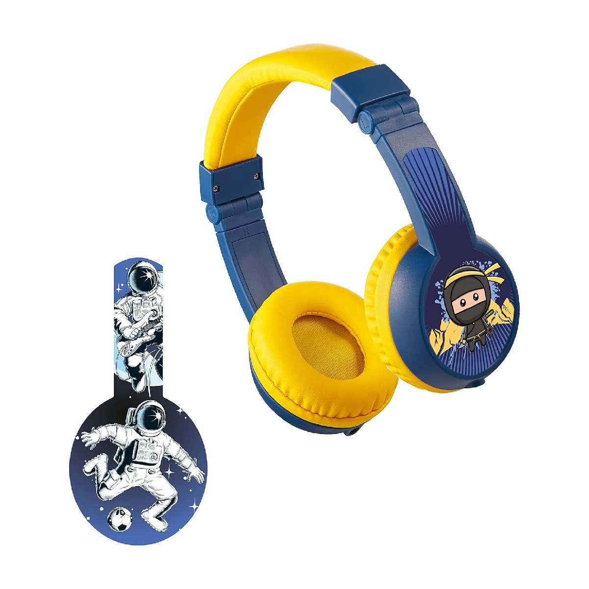 Sidekick Series Auriculares con cable para niños con puerto compartido.Azul y Amarillo - Imagen 6