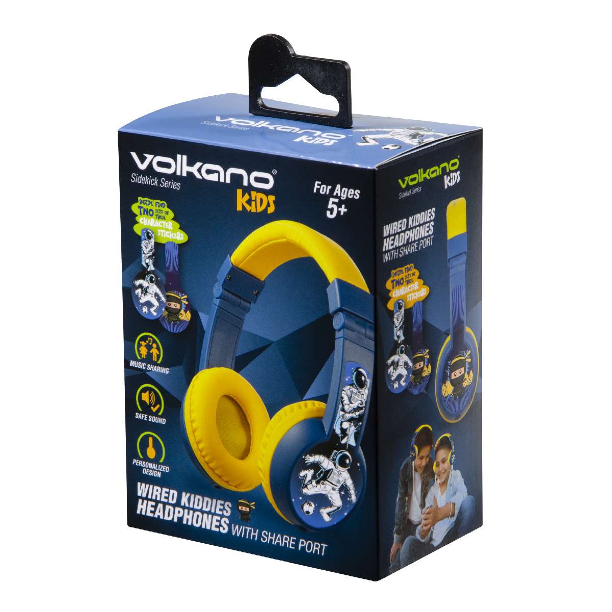 Sidekick Series Auriculares con cable para niños con puerto compartido.Azul y Amarillo - Imagen 15