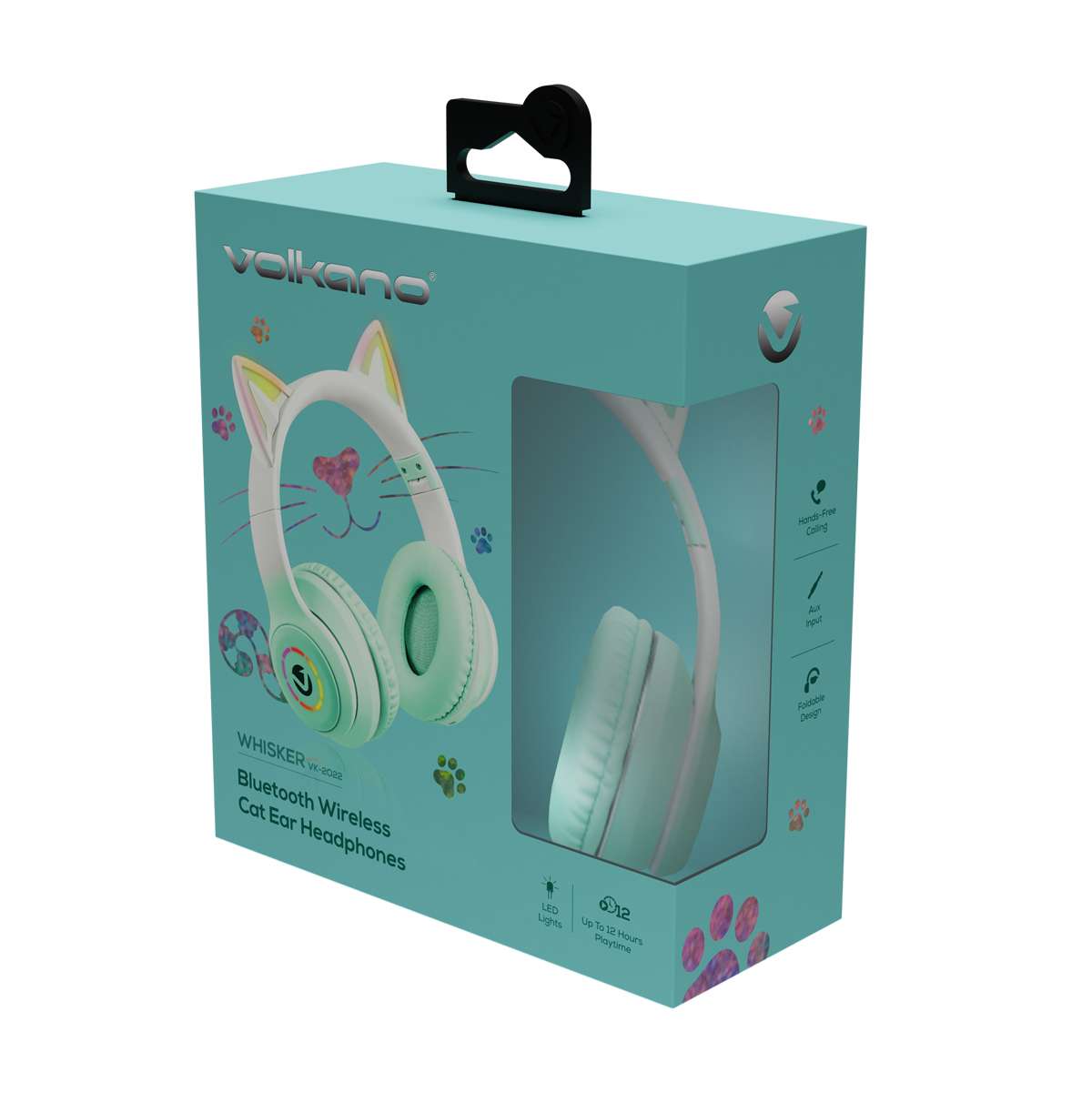 Volkano Whisker Series Bluetooth Orejas de gato Headphones - Verde agua - Imagen 9