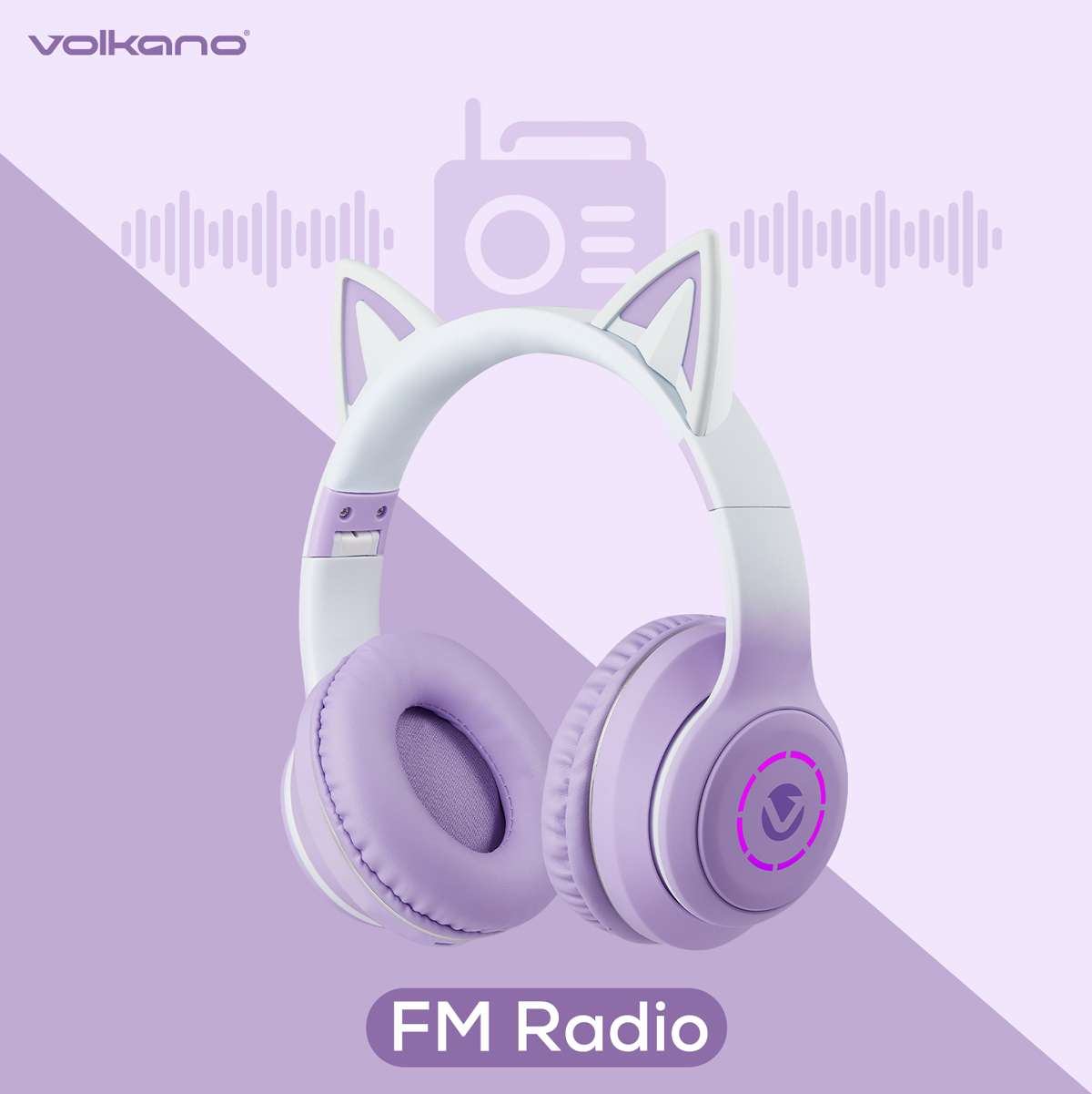 Volkano Whisker Series Bluetooth Orejas de gato Headphones - Purpura - Imagen 10