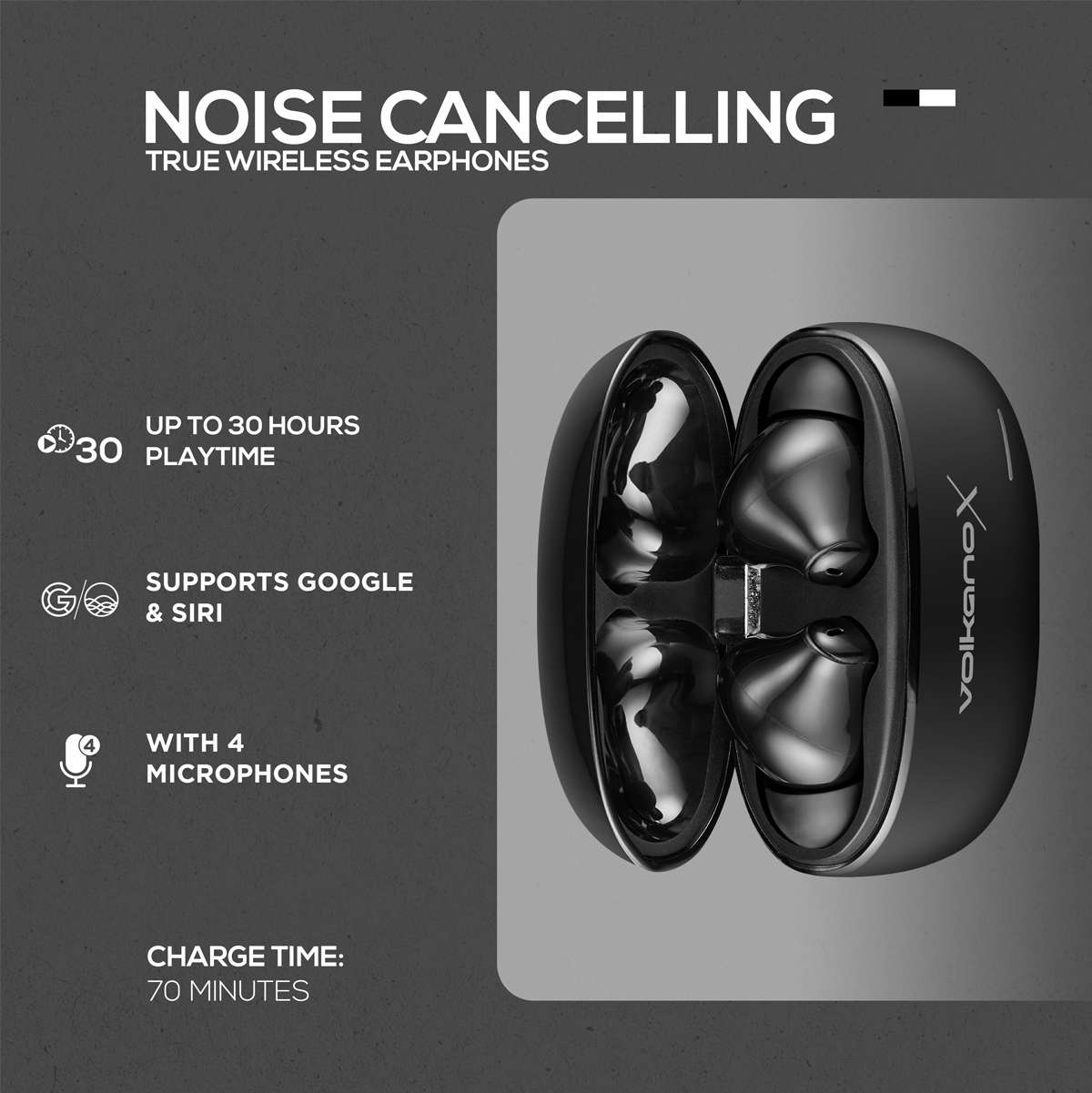 Volkano X VXT200S True Wireless Earphones con ANC - Negro - Imagen 6