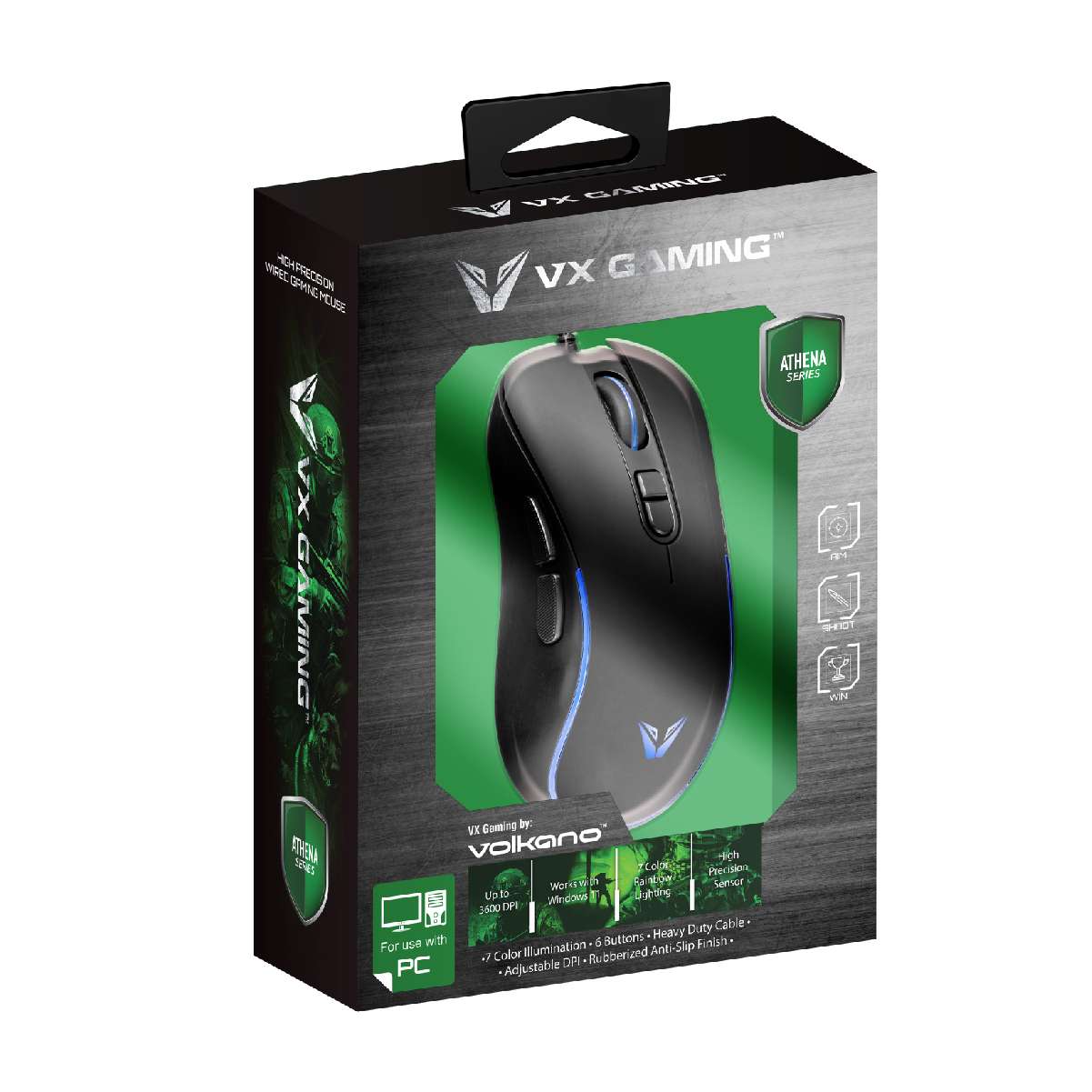 VX Gaming Athena 3600DPI Gaming Mouse con luz. - Imagen 6