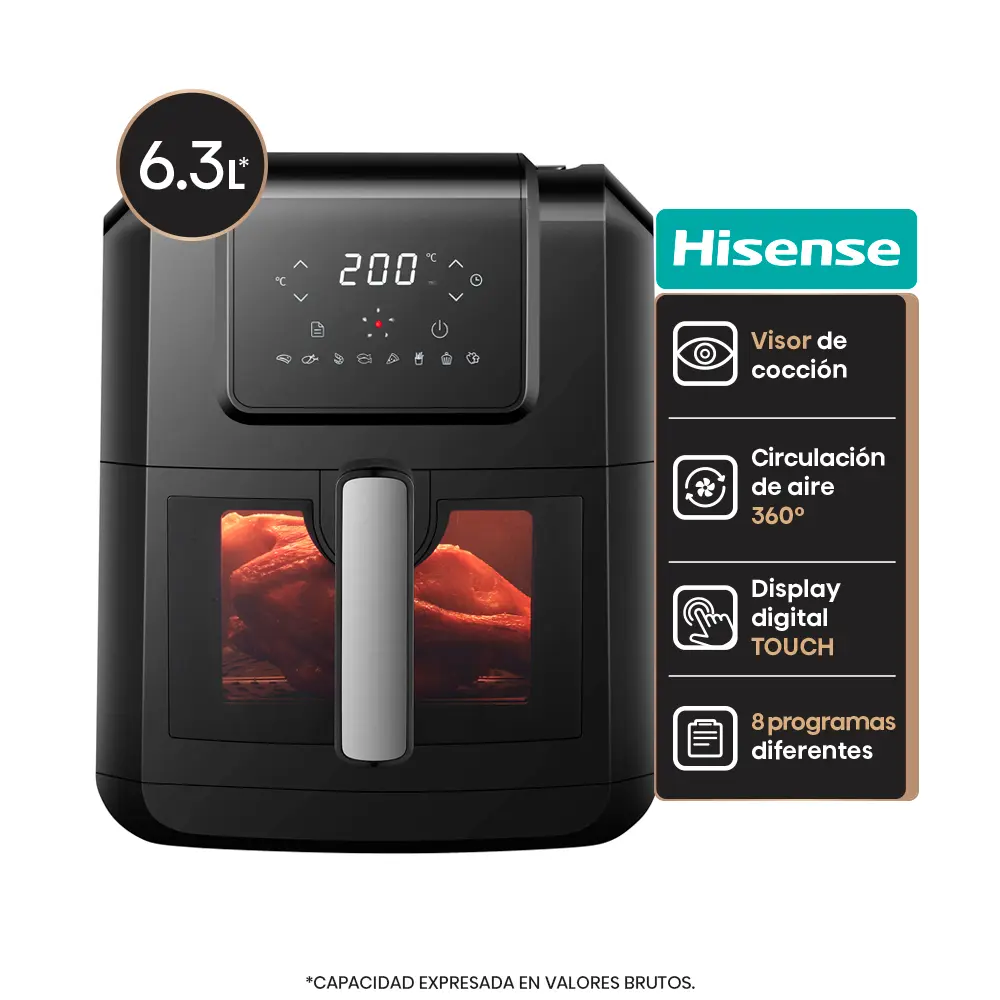 Freidora de Aire 6,3L Digital Negra HISENSE