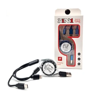 CABLE RETRÁCTIL 3 EN 1 IPHONE, TYPE C Y V8