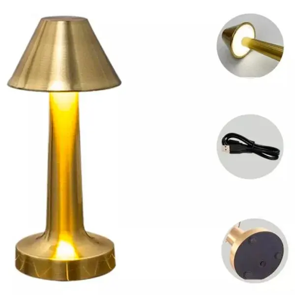 LÁMPARA VELADOR LED RECARGABLE TOUCH TÁCTIL METAL SD-018 - Imagen 3